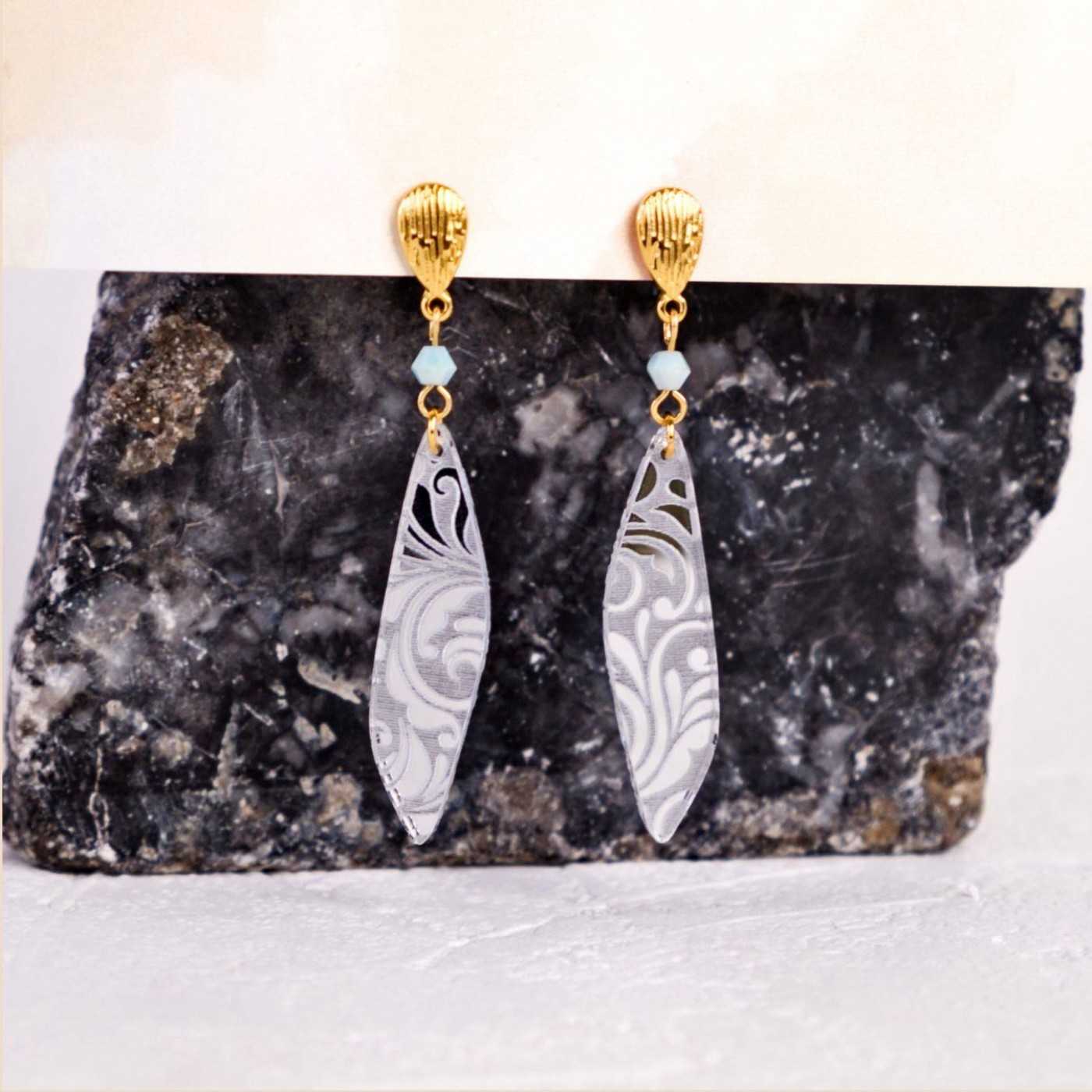 Golden Earrings | Plexiglass with Pattern — Earrings from Toolittle — additional view 4