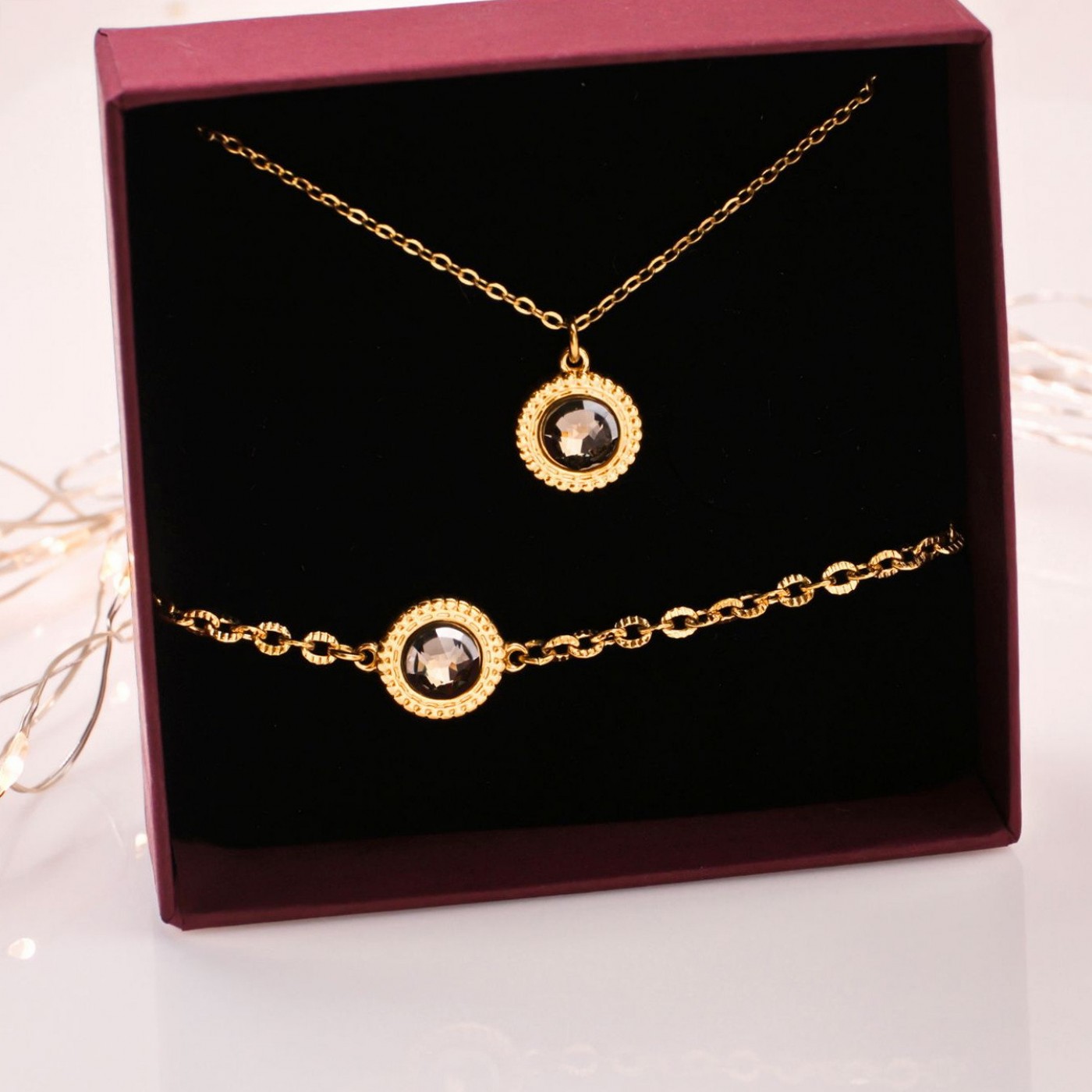 Necklace & Bracelet Set with Crystals – Gift Box Included — Bracelets from Toolittle — additional view 2