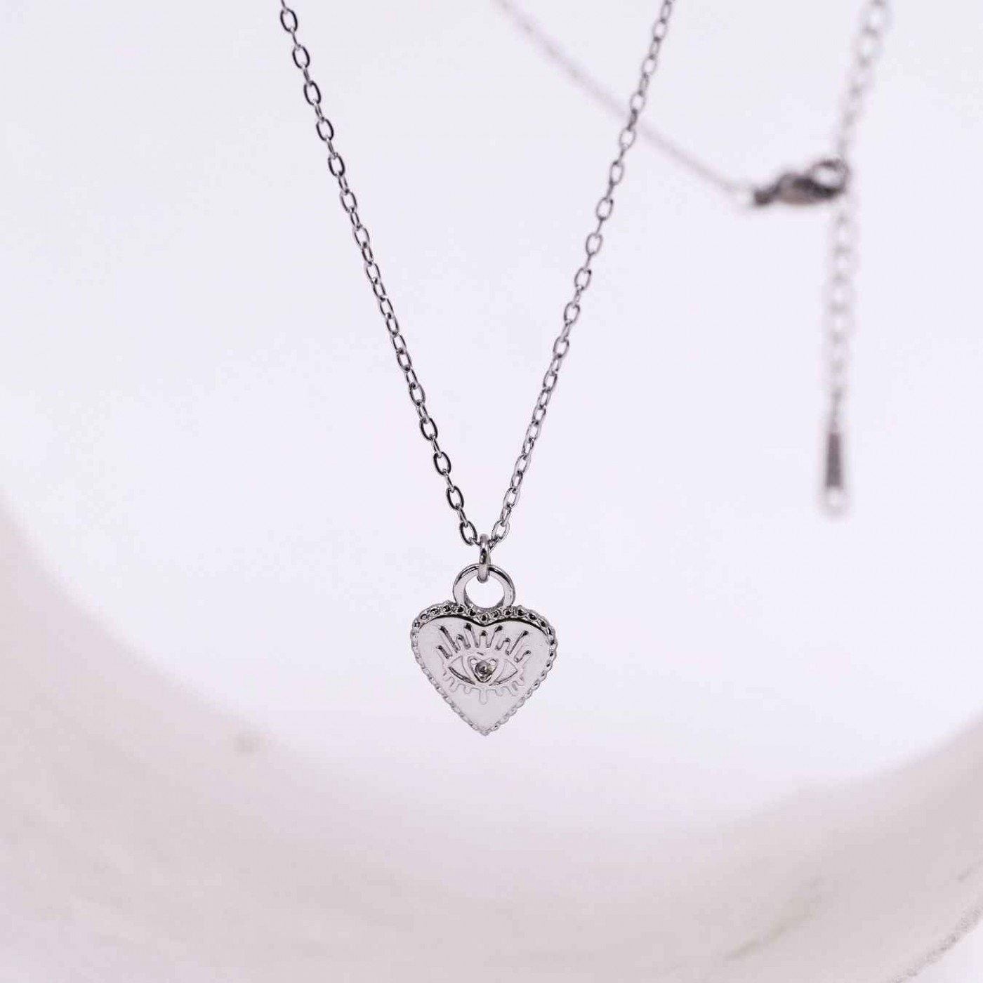 Stainless Heart Necklace with Evil Eye — Necklaces from Toolittle — additional view 5