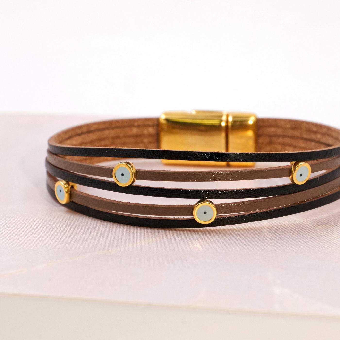 Tiny Evil Eyes Leather Bracelet — Bracelets from Toolittle — additional view 3