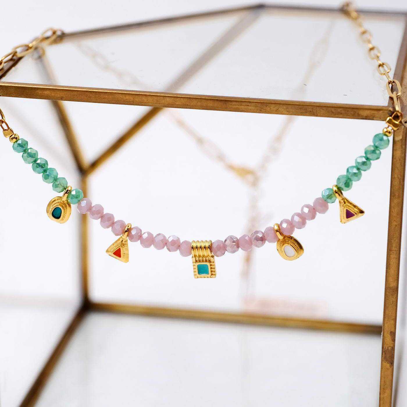 Pebbles Necklace with crystals and enamel