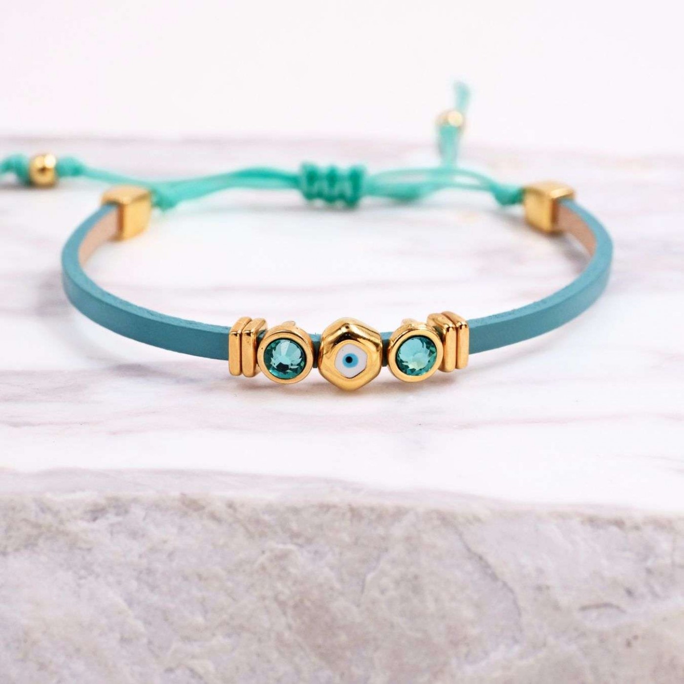 Leather Bracelets | Pebble Evil Eye — Bracelets from Toolittle — additional view 3