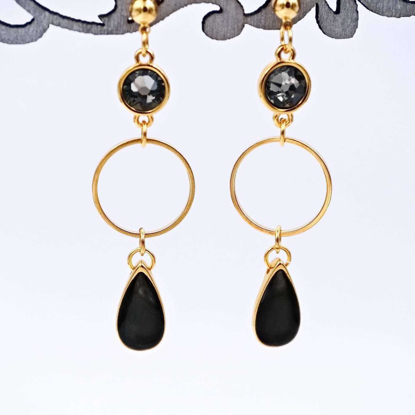 Earrings with crystals and vitraux drops — Earrings from Toolittle — additional view 7