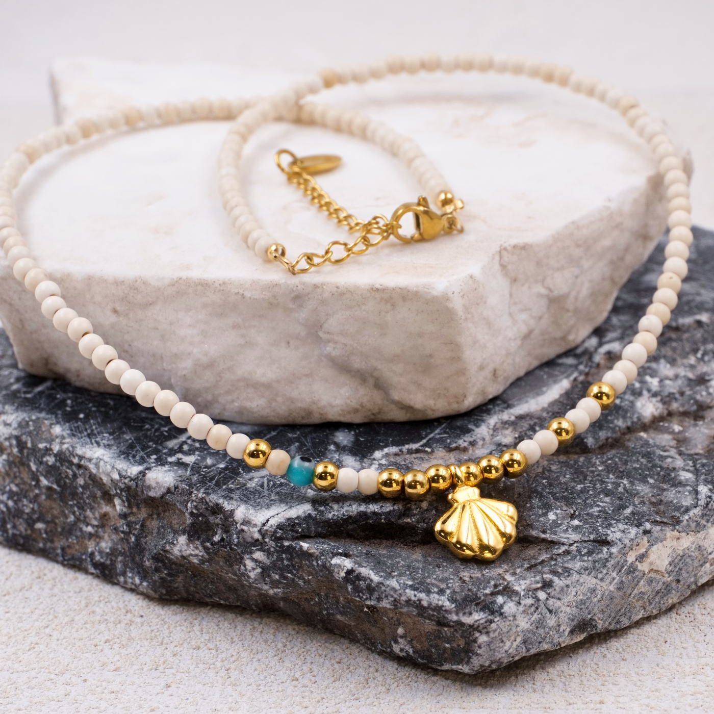 Gold-plated Shell - Howlite Necklace | Color Option — Necklaces from Toolittle — additional view 2