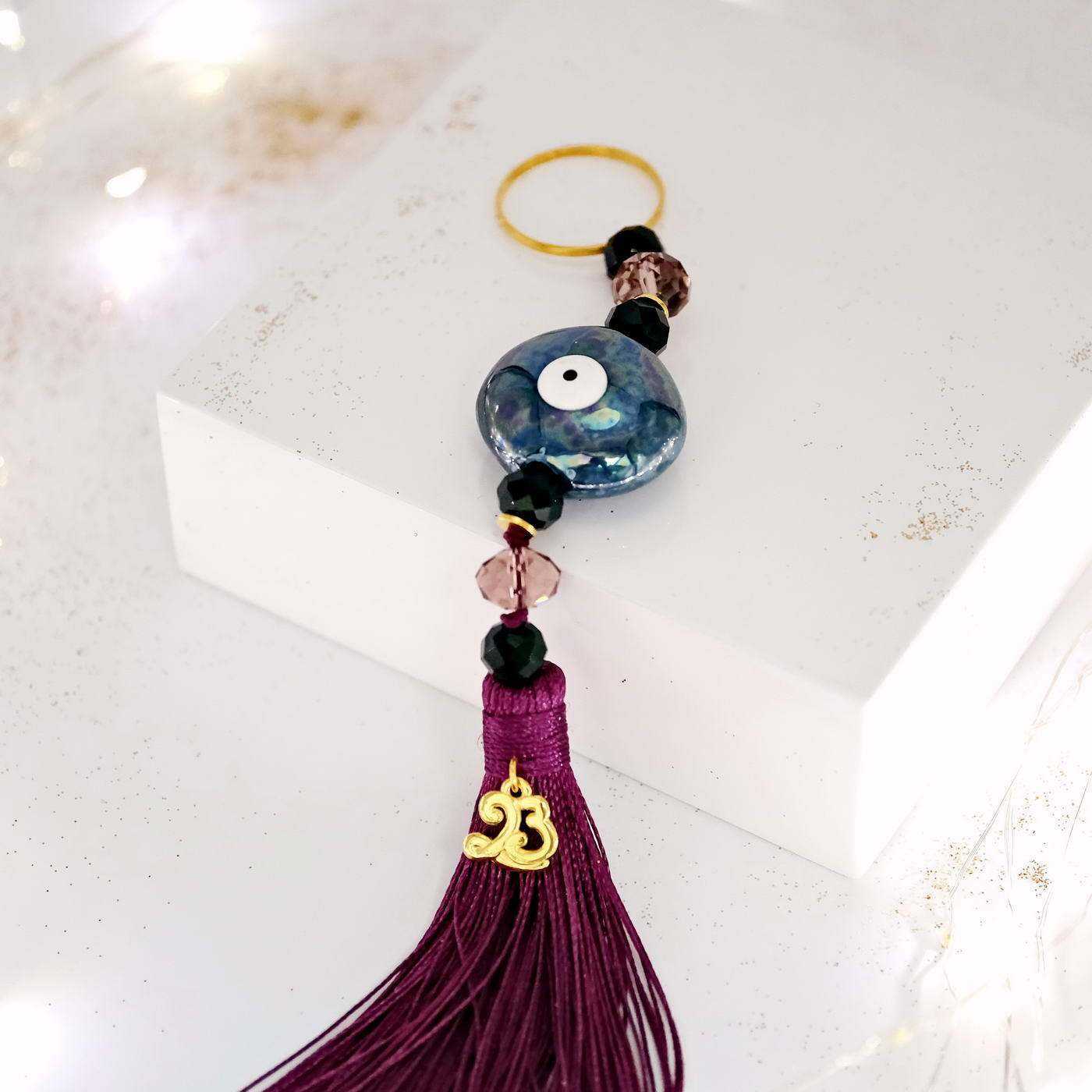 Lucky charm 2025 with ceramic evil eye — Pendants & charms from Toolittle — additional view 2