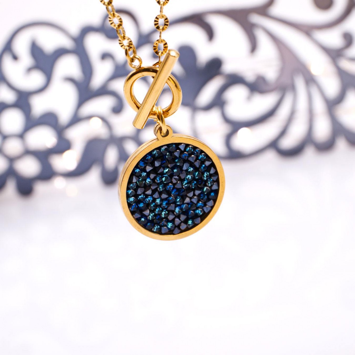 Steel Gold-plated Pendant- Swarovski Fine Rocks — Necklaces from Toolittle — additional view 2