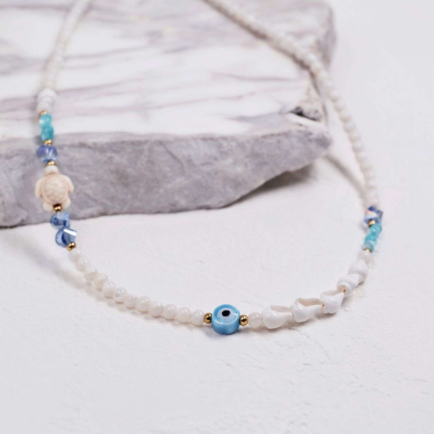 Summer Necklace | Stones & Ceramic Evil Eye - Color Option — Necklaces from Toolittle — additional view 8