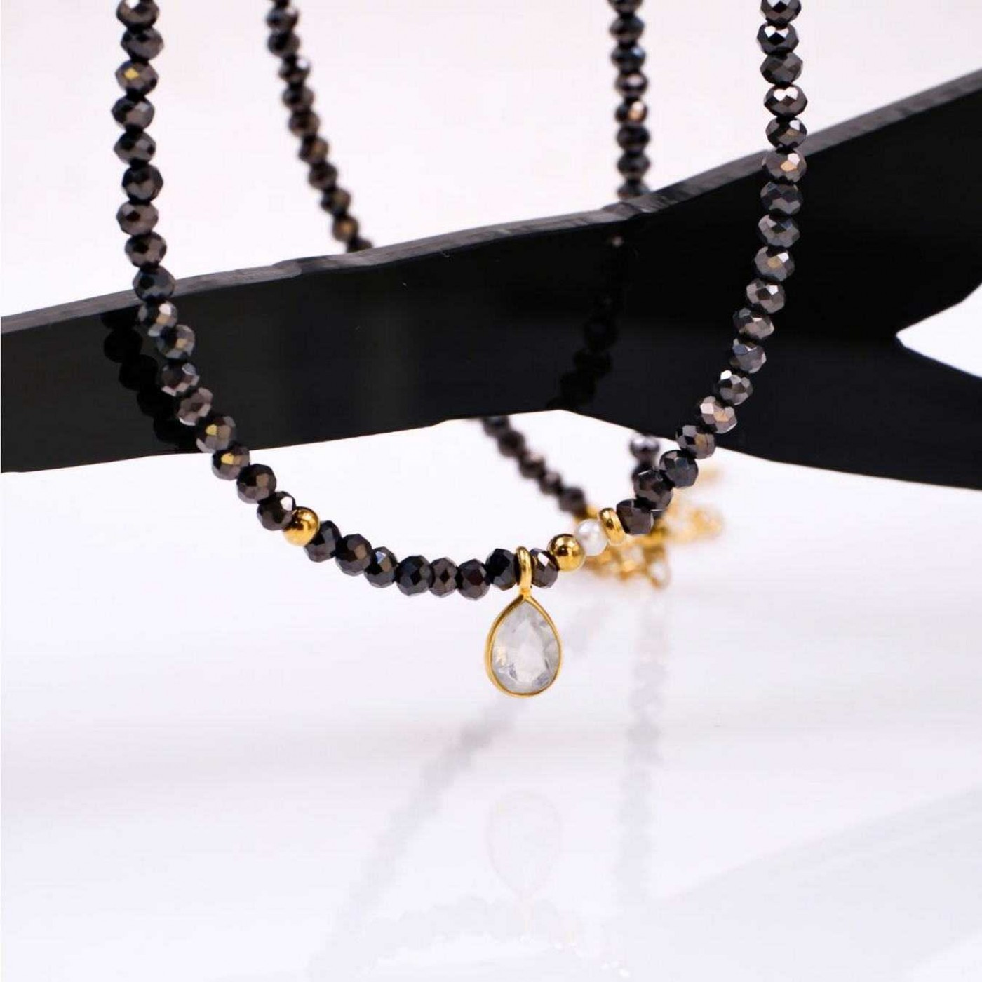 Crystal Jewelry: Stainless Steel & Silver Moonstone Necklace — Necklaces from Toolittle — additional view 5
