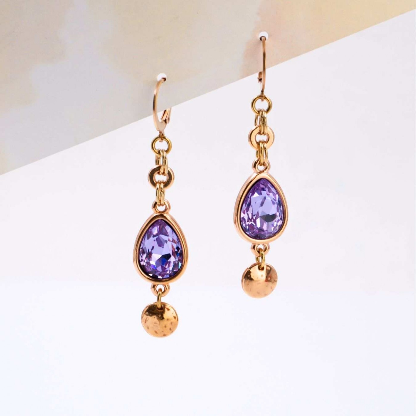 Rose Gold-Plated Swarovski Crystal Earrings — Earrings from Toolittle — additional view 2