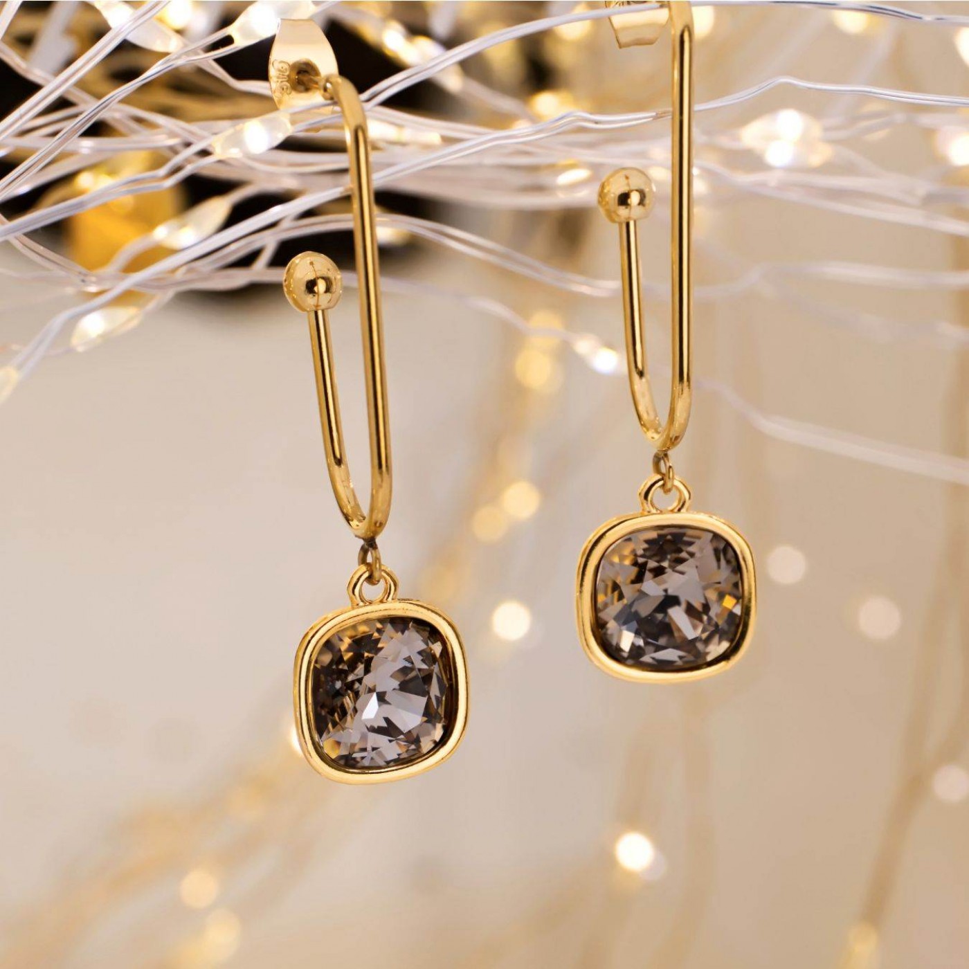 Crystal Collection: Gold-Plated Dangle Earrings — Earrings from Toolittle — additional view 2