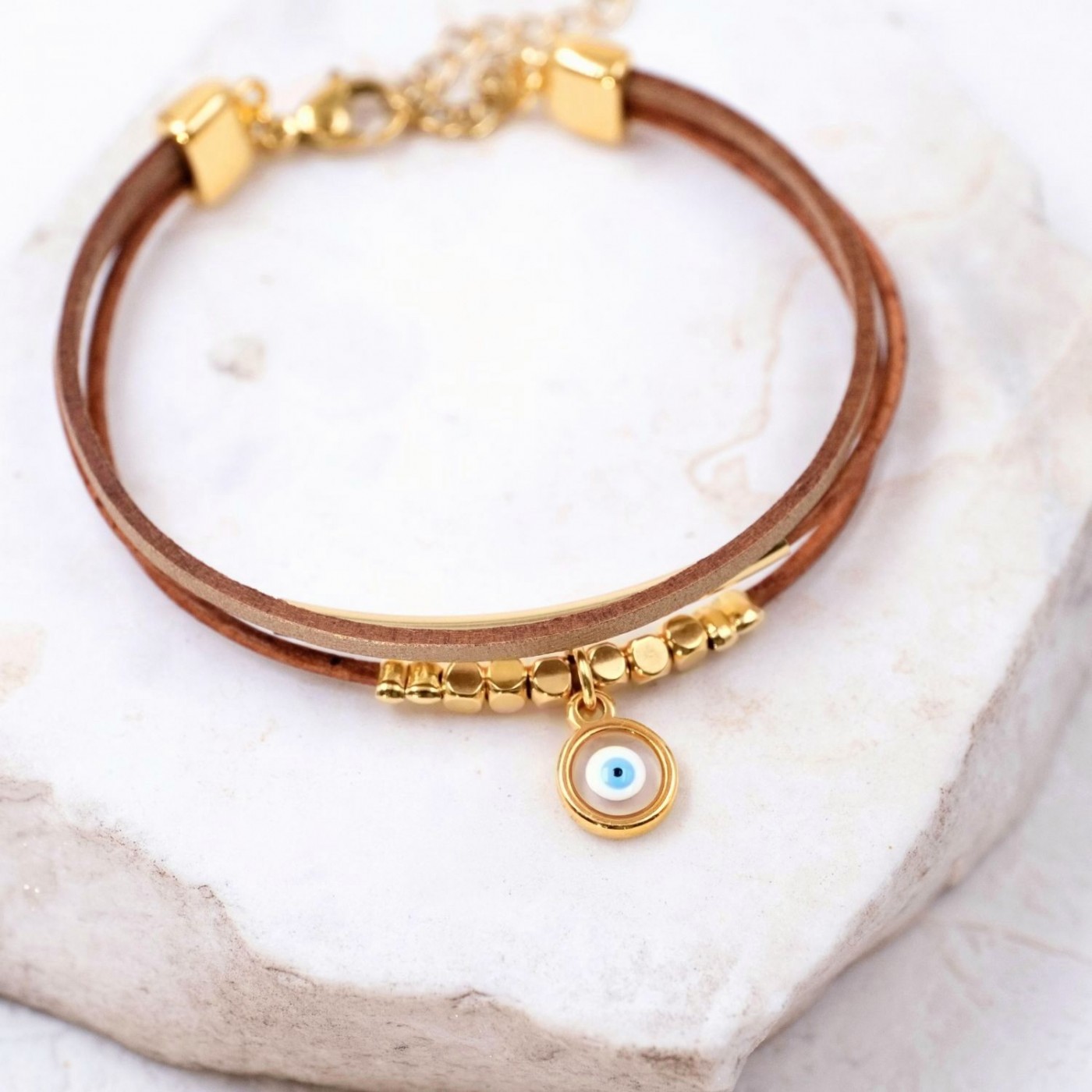 Leather Bracelet with Evil Eye — Bracelets from Toolittle — additional view 3
