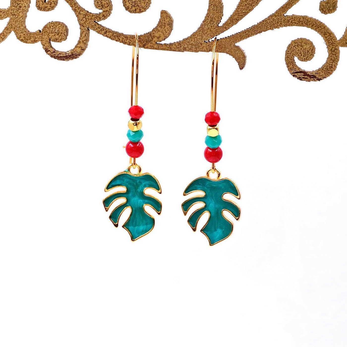 Earrings Enamel Leaf — Earrings from Toolittle — additional view 4