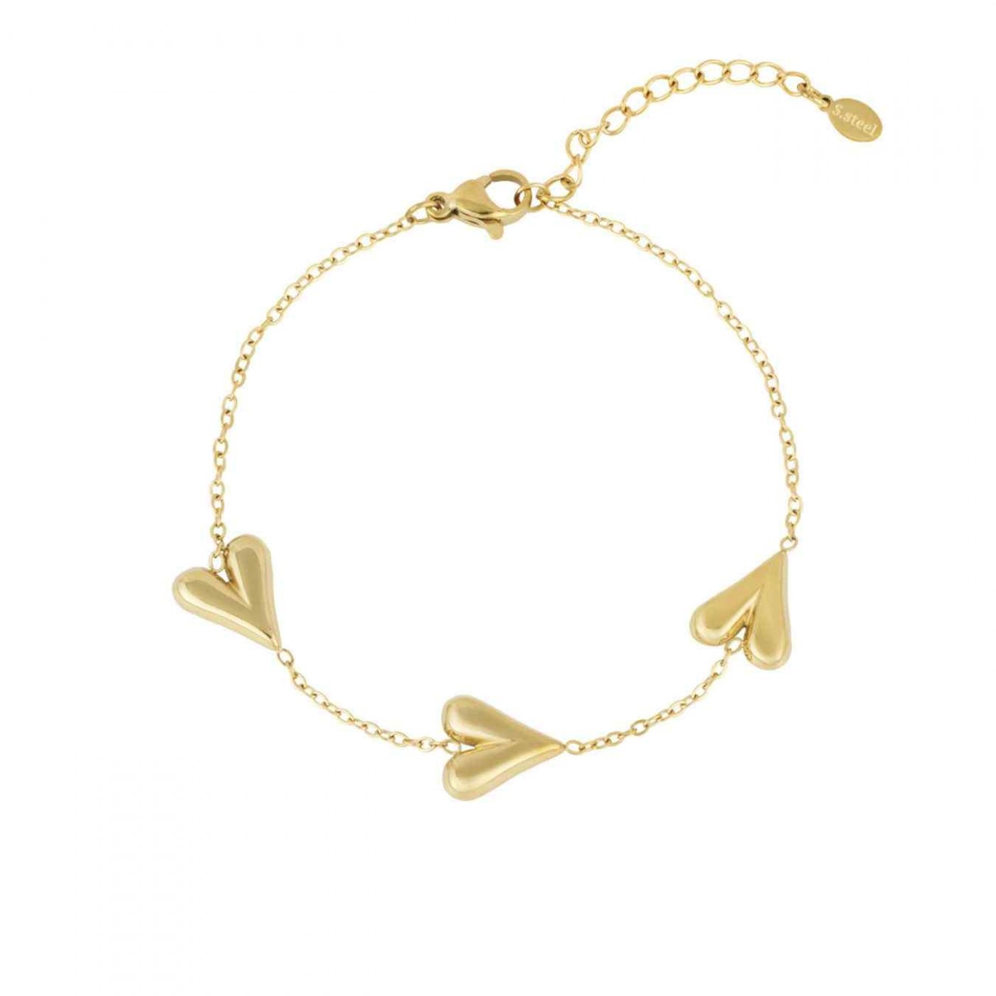 Stainless Steel Jewelry: Gold-plated Bracelet with Metal Hearts — Bracelets from Toolittle — additional view 2