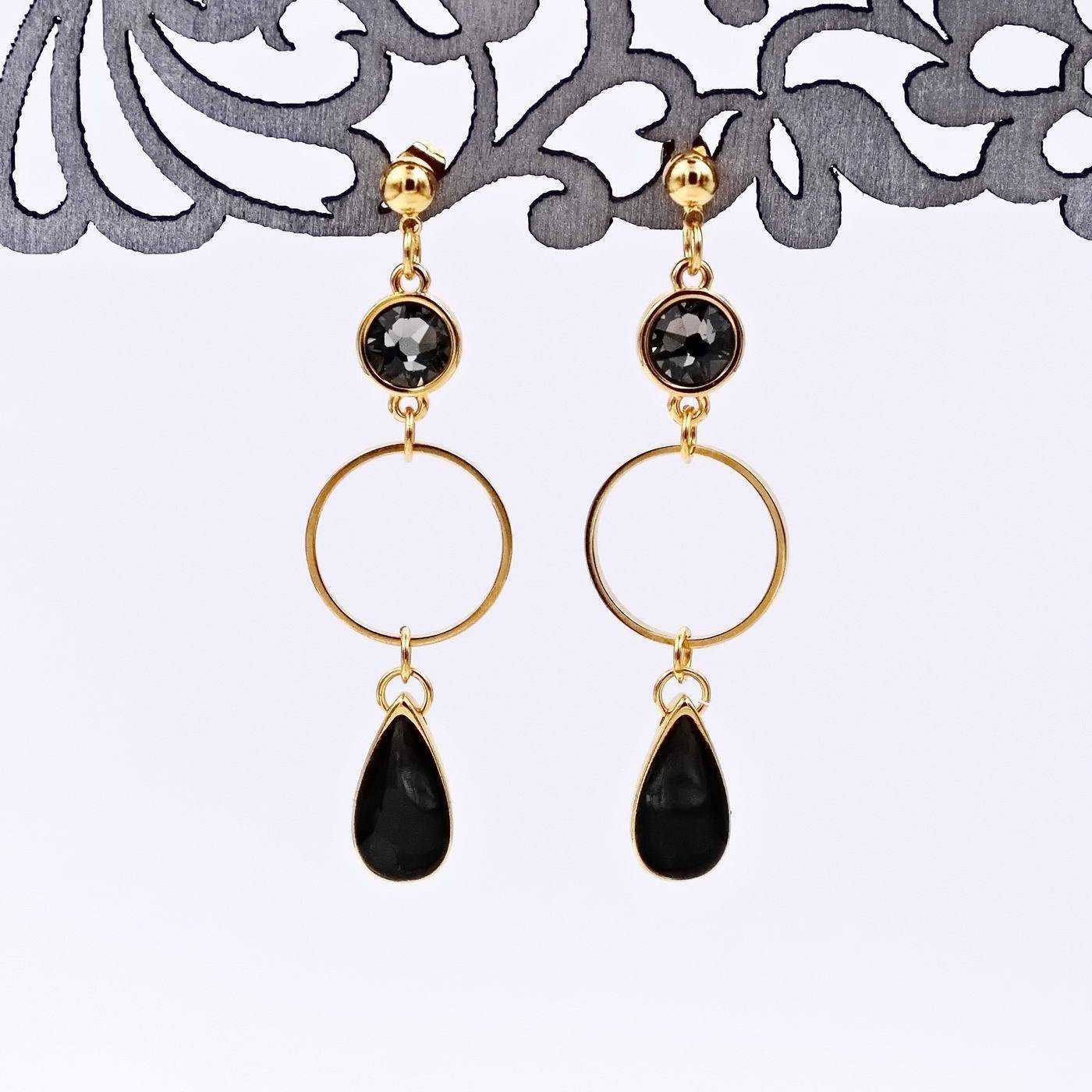 Earrings with crystals and vitraux drops — Earrings from Toolittle — additional view 2