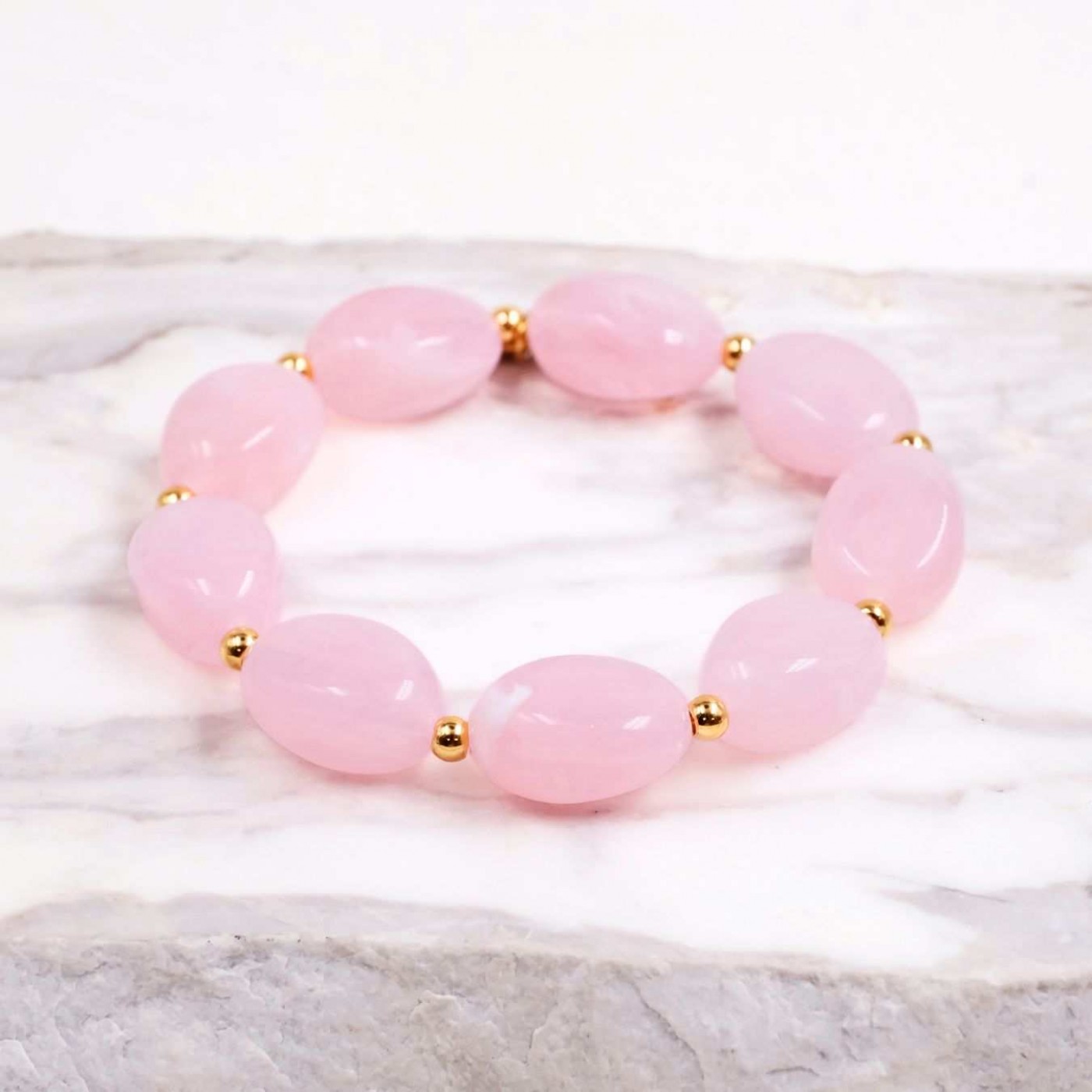 Pink Elastic Bracelet | Stainless Steel & Acrylic Stones — Bracelets from Toolittle — additional view 2