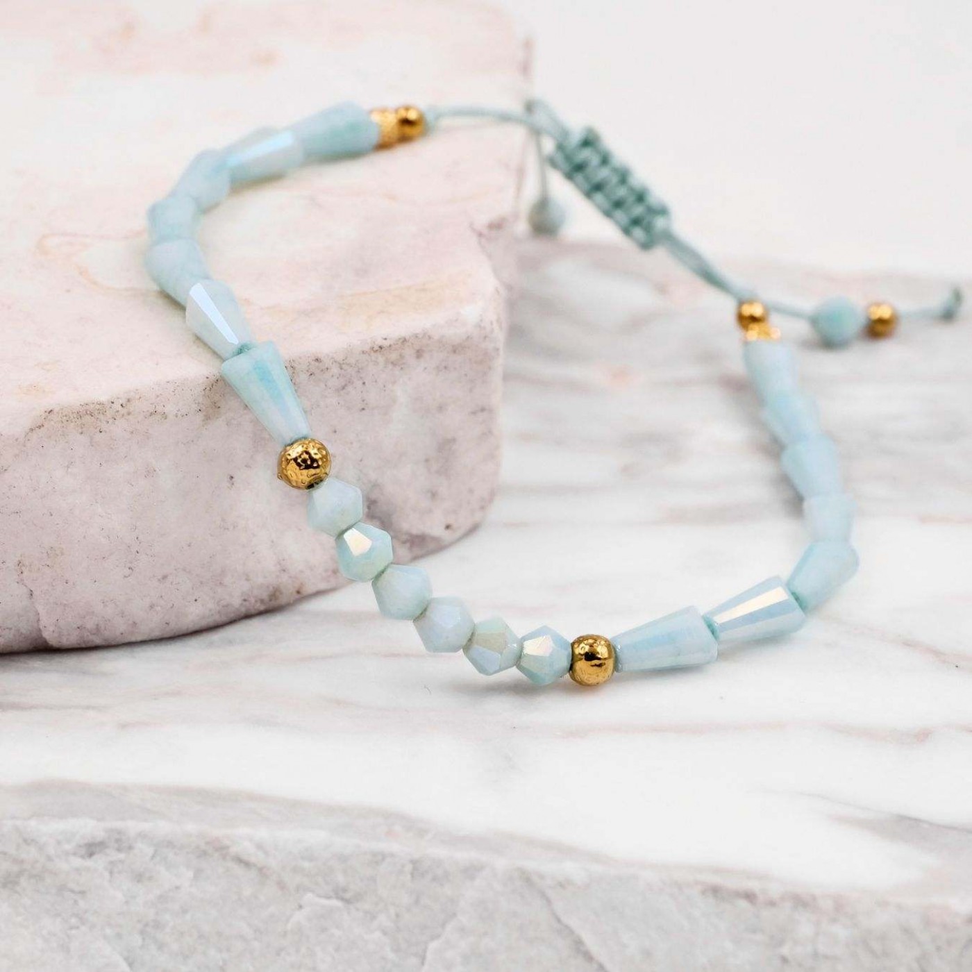 Macramé Bracelet with Crystals & Semiprecious Stones | Jade — Bracelets from Toolittle — additional view 2