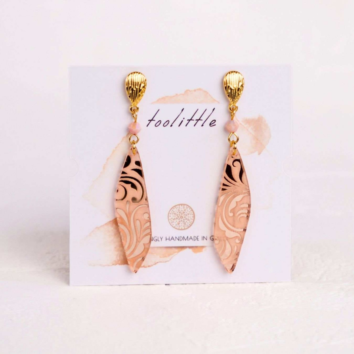 Golden Earrings | Plexiglass with Pattern - Salmon — Earrings from Toolittle — additional view 3