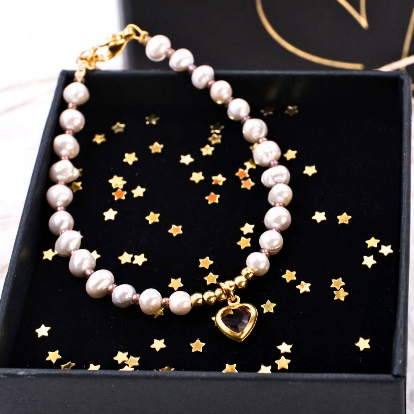 Heart Bracelet: Stainless Steel & Fresh Water Pearls — Bracelets from Toolittle — additional view 3