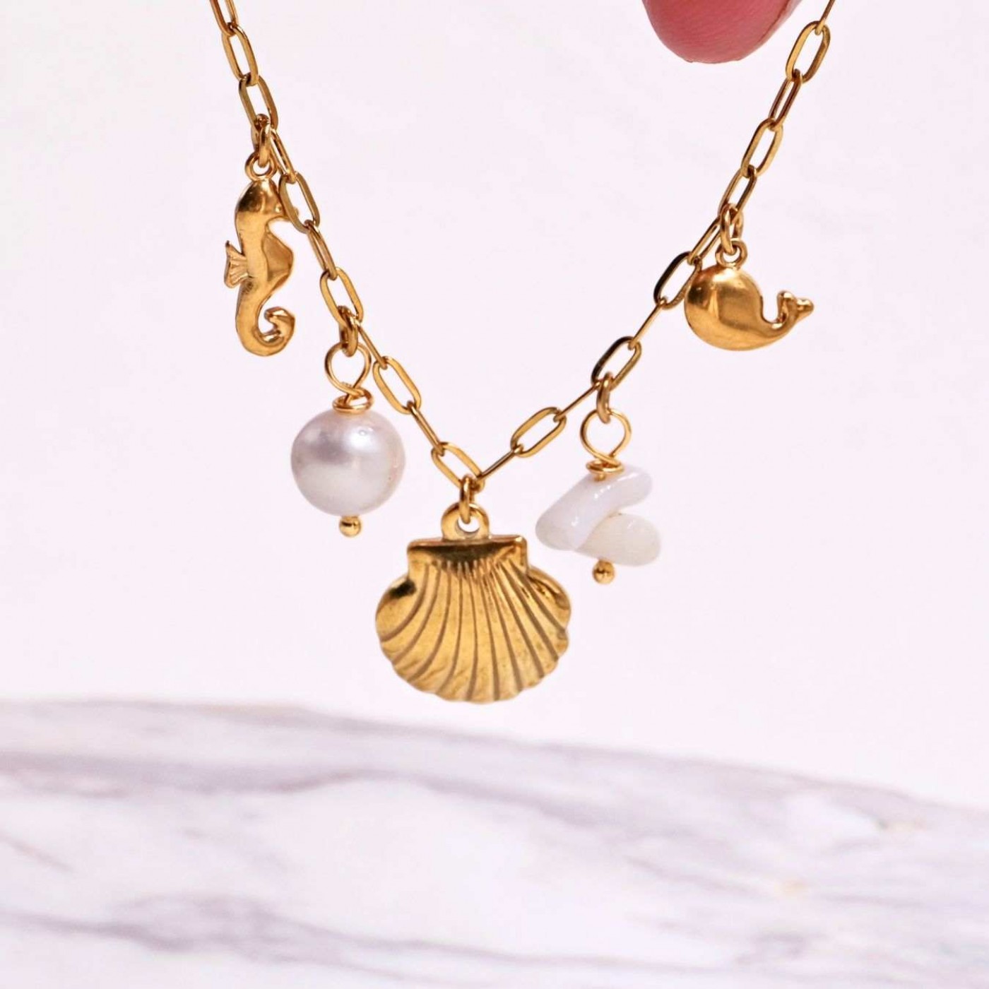 Stainless Steel Jewelry: Sea Clam & Fresh Water Pearl Bracelet — Bracelets from Toolittle — additional view 7