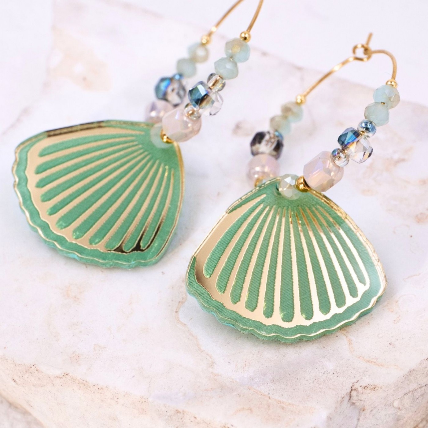 Sea Shell Hoop Earrings — Earrings from Toolittle — additional view 2