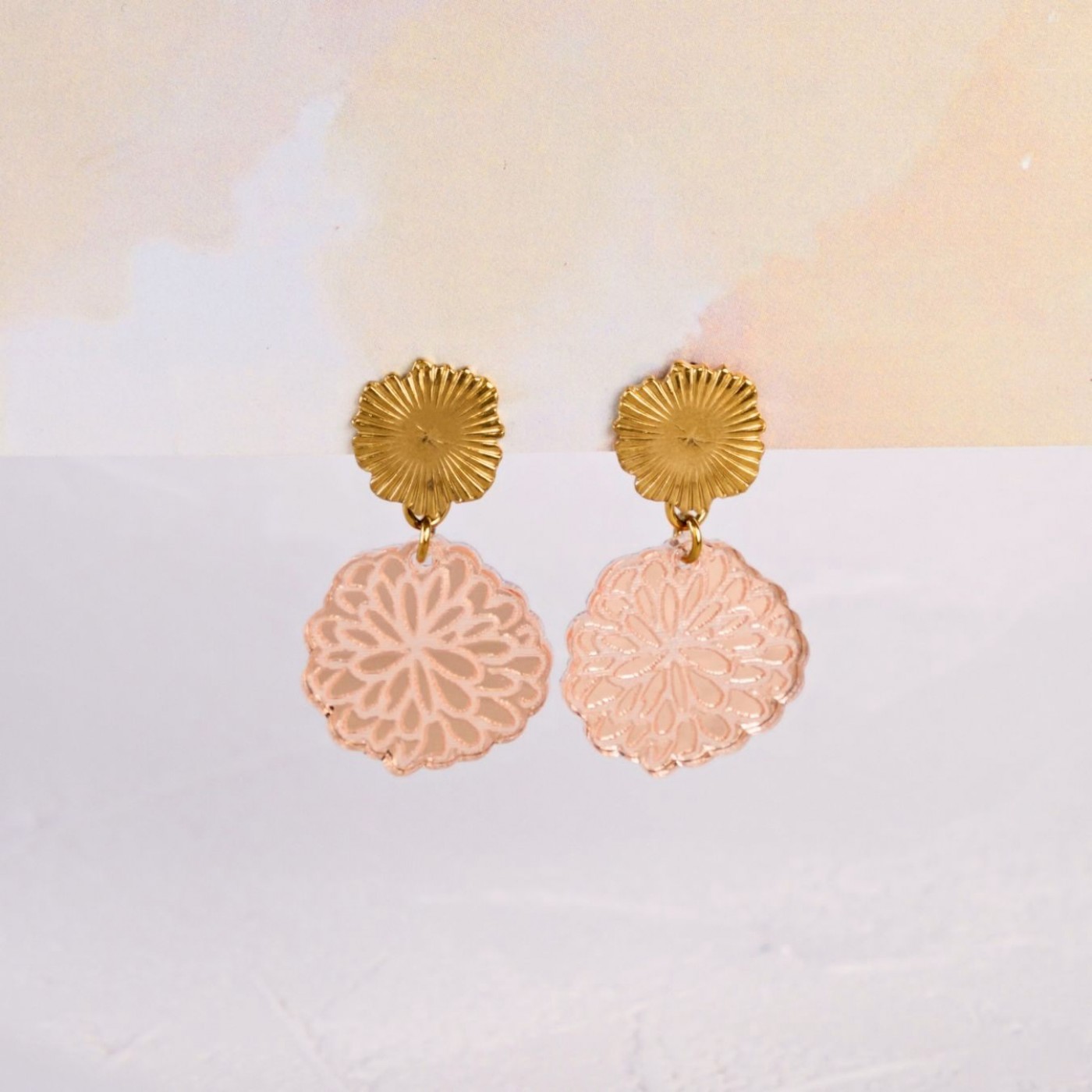 Golden Earrings | Stainless Steel & Plexiglass — Earrings from Toolittle — additional view 3