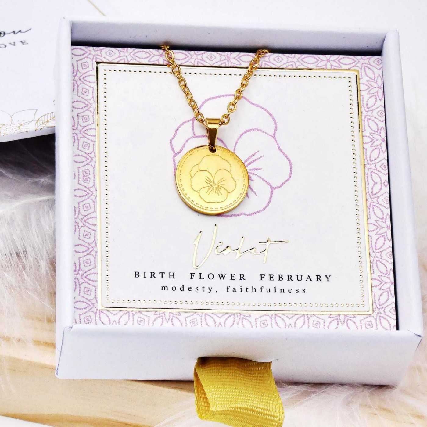 Birth Flower Necklace- Violet for February — Necklaces from Toolittle — additional view 2