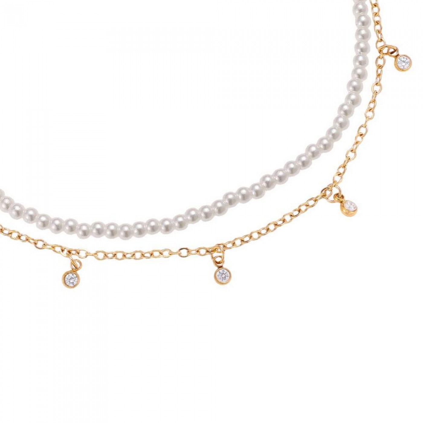 Layered Chain Anklet | Pearls & Crystals — Anklets from Toolittle — additional view 3