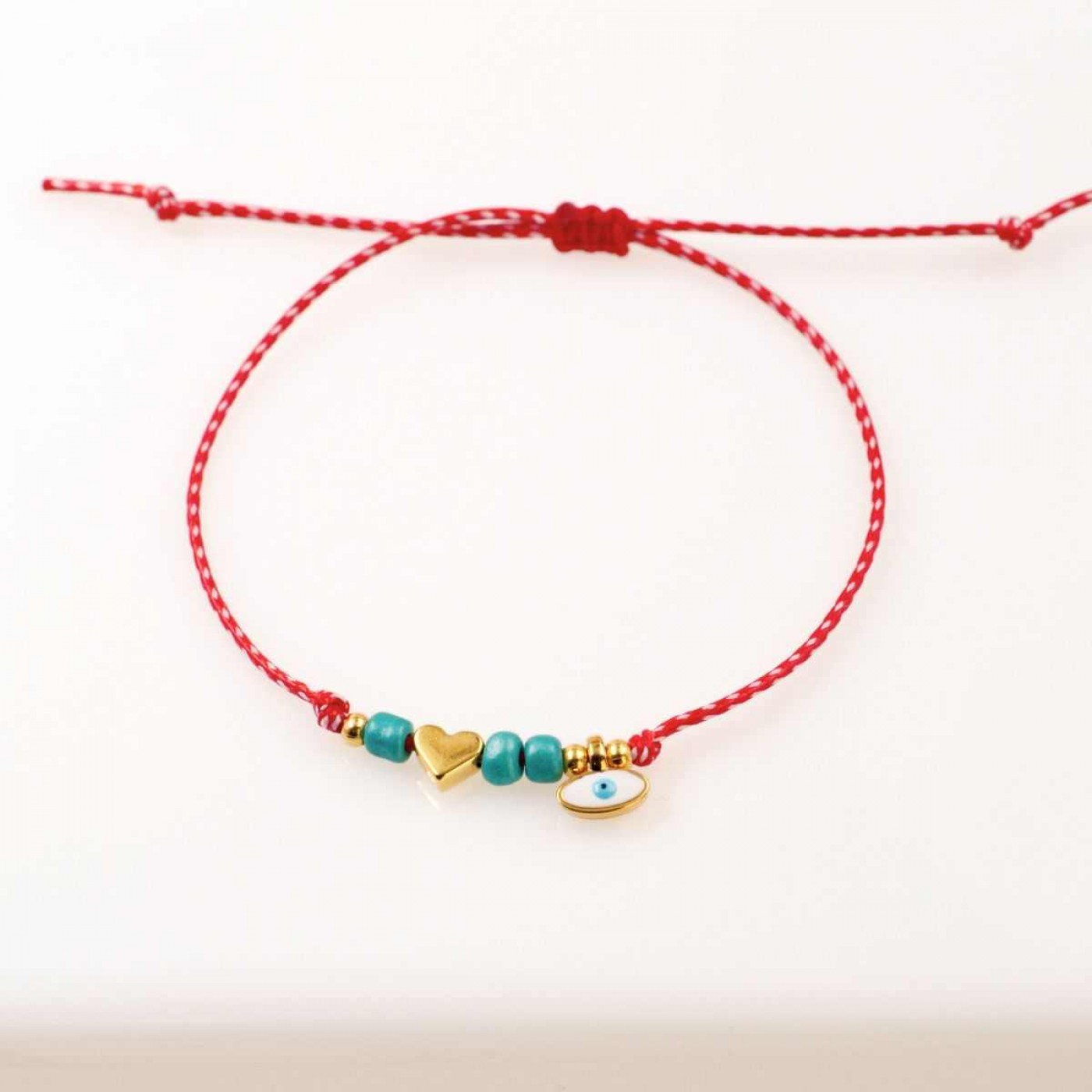Women’s Martaki Bracelet with Eye & Metal Heart | Handmade