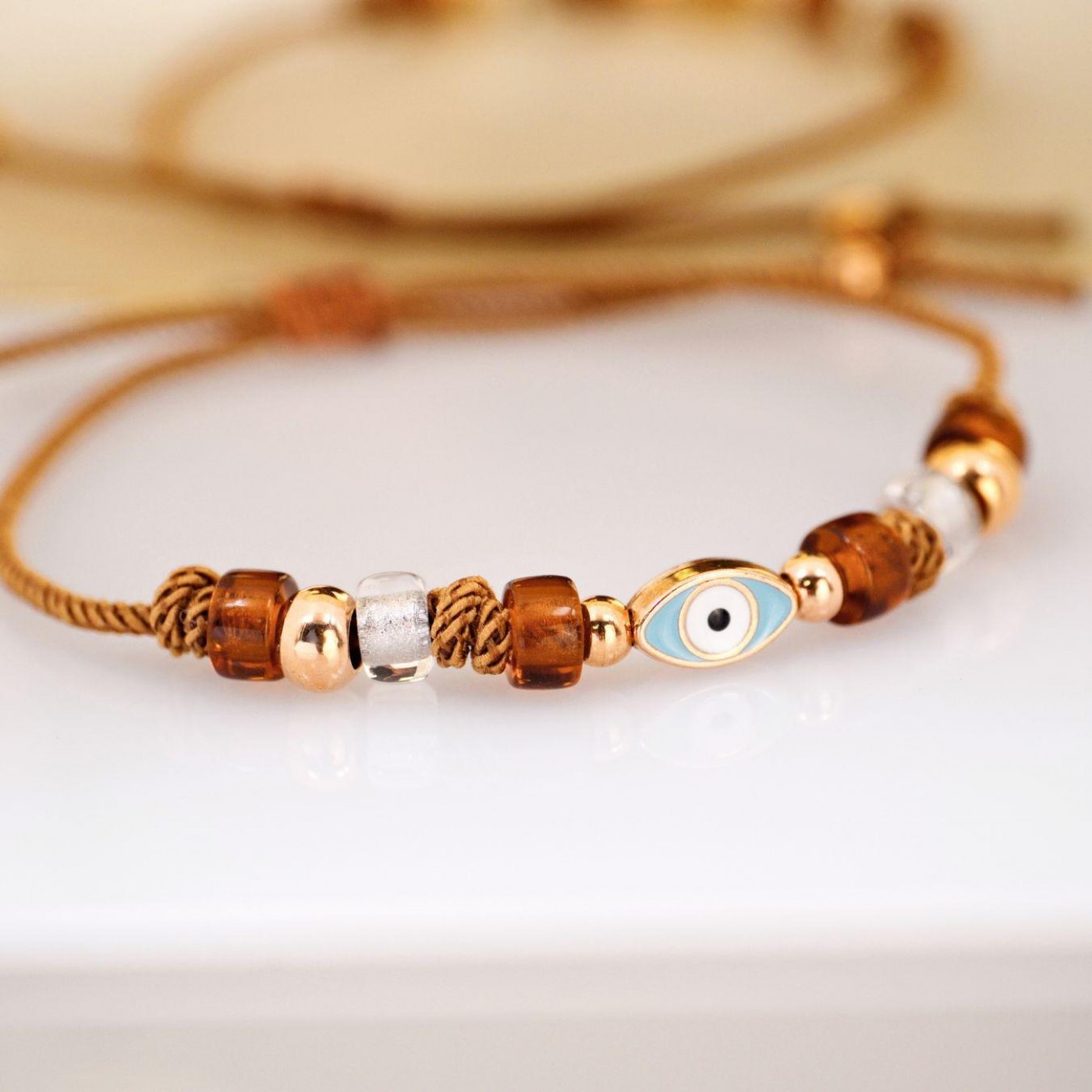 Evil Eye Bracelet – Rose Gold 24K & Enamel — Bracelets from Toolittle — additional view 4