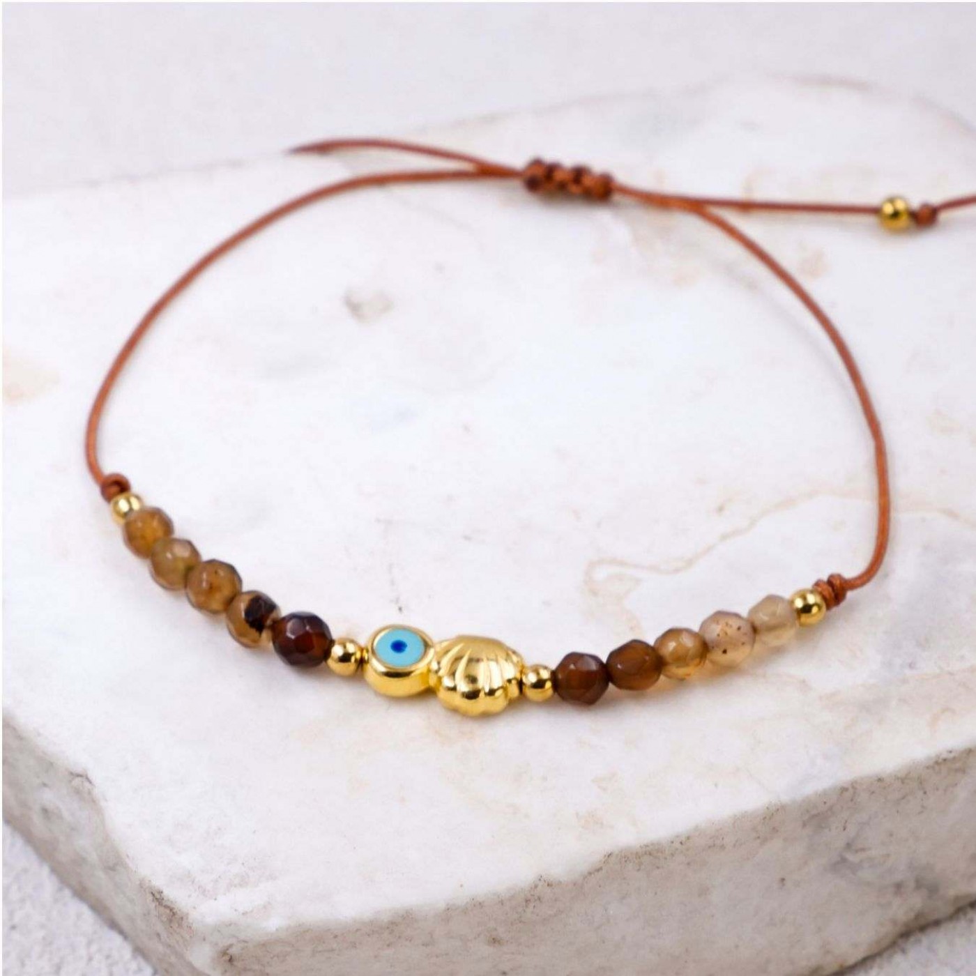 Macramé Bracelet with Evil Eye & Seashell | Color Select — Bracelets from Toolittle — additional view 7