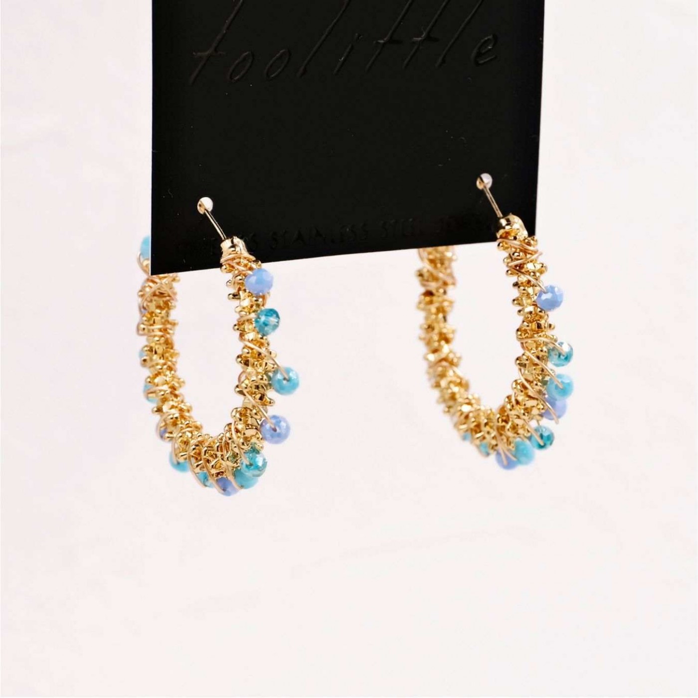 Stainless Steel Hoop Earrings | Crystal Beads — Earrings from Toolittle — additional view 3
