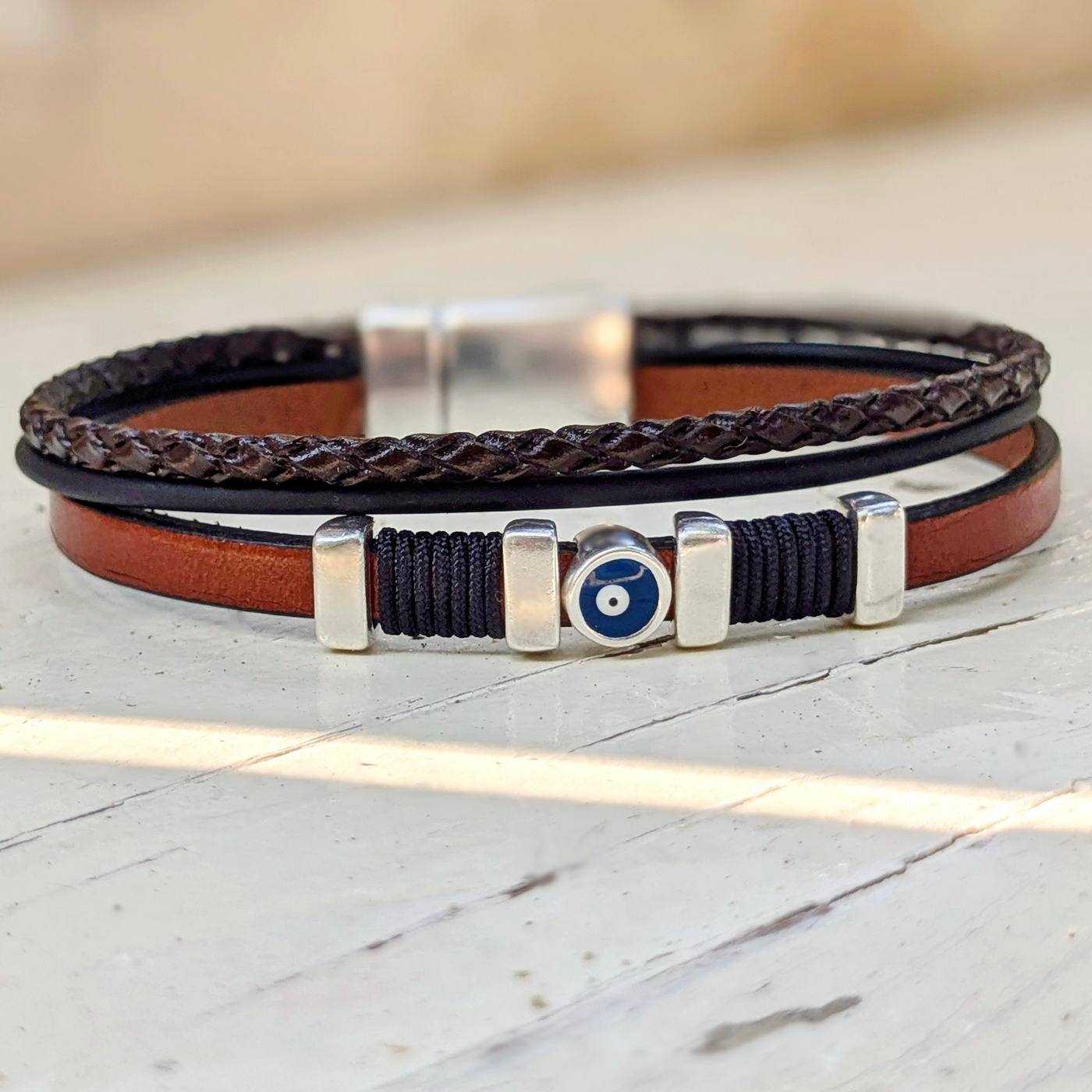 Evil Eye Leather Men's Bracelet — Bracelets from Toolittle — additional view 11