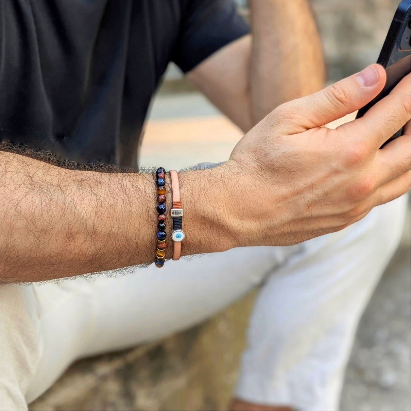 Evil Eye Leather Men's Bracelet — Bracelets from Toolittle — additional view 3