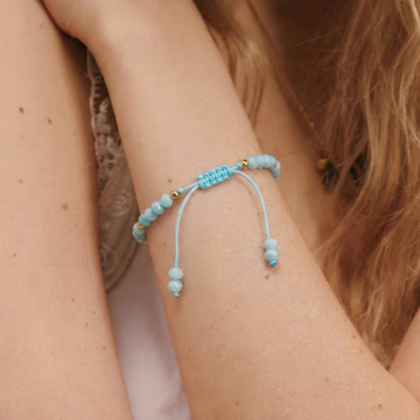 Macramé Bracelet with Crystals & Semiprecious Stones | Ciel — Bracelets from Toolittle — additional view 2
