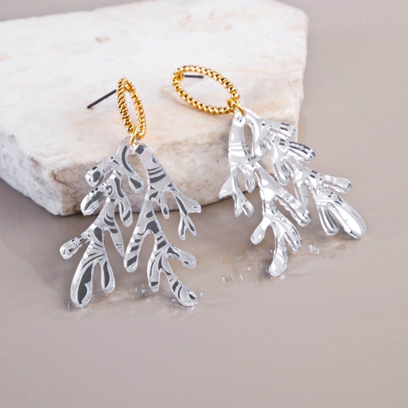Golden Earrings | Plexiglass Coral — Earrings from Toolittle — additional view 6