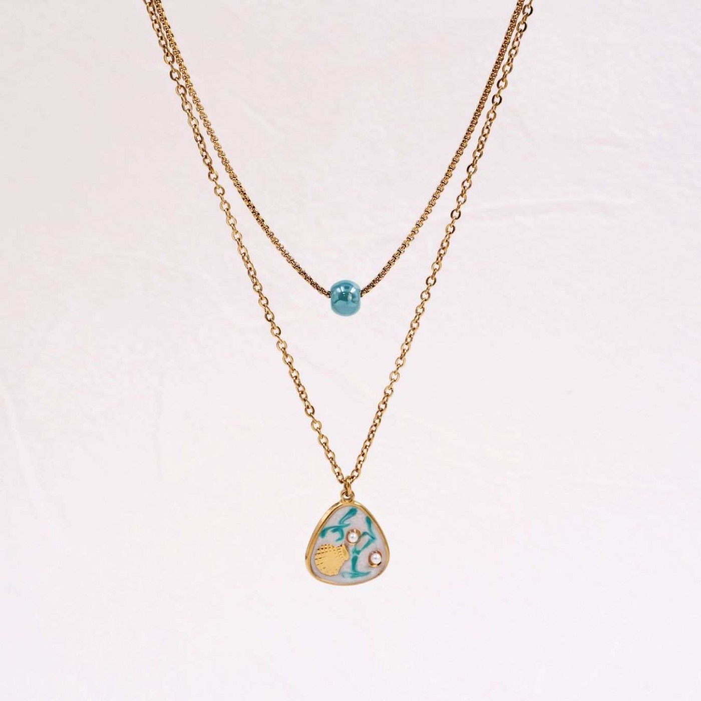 Stainless Steel Jewelry: Mother of Pearl Layered Necklace — Necklaces from Toolittle — additional view 2