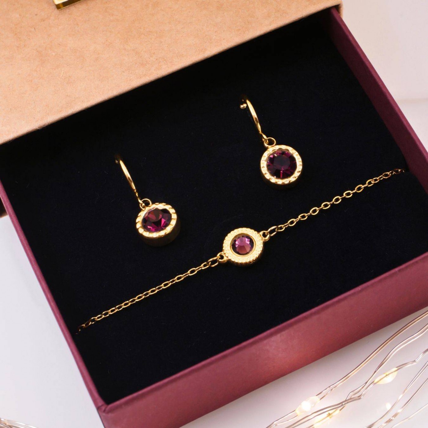 Bracelet & Earrings Set with Swarovski Crystals – Gift Box Included — Earrings from Toolittle — additional view 2