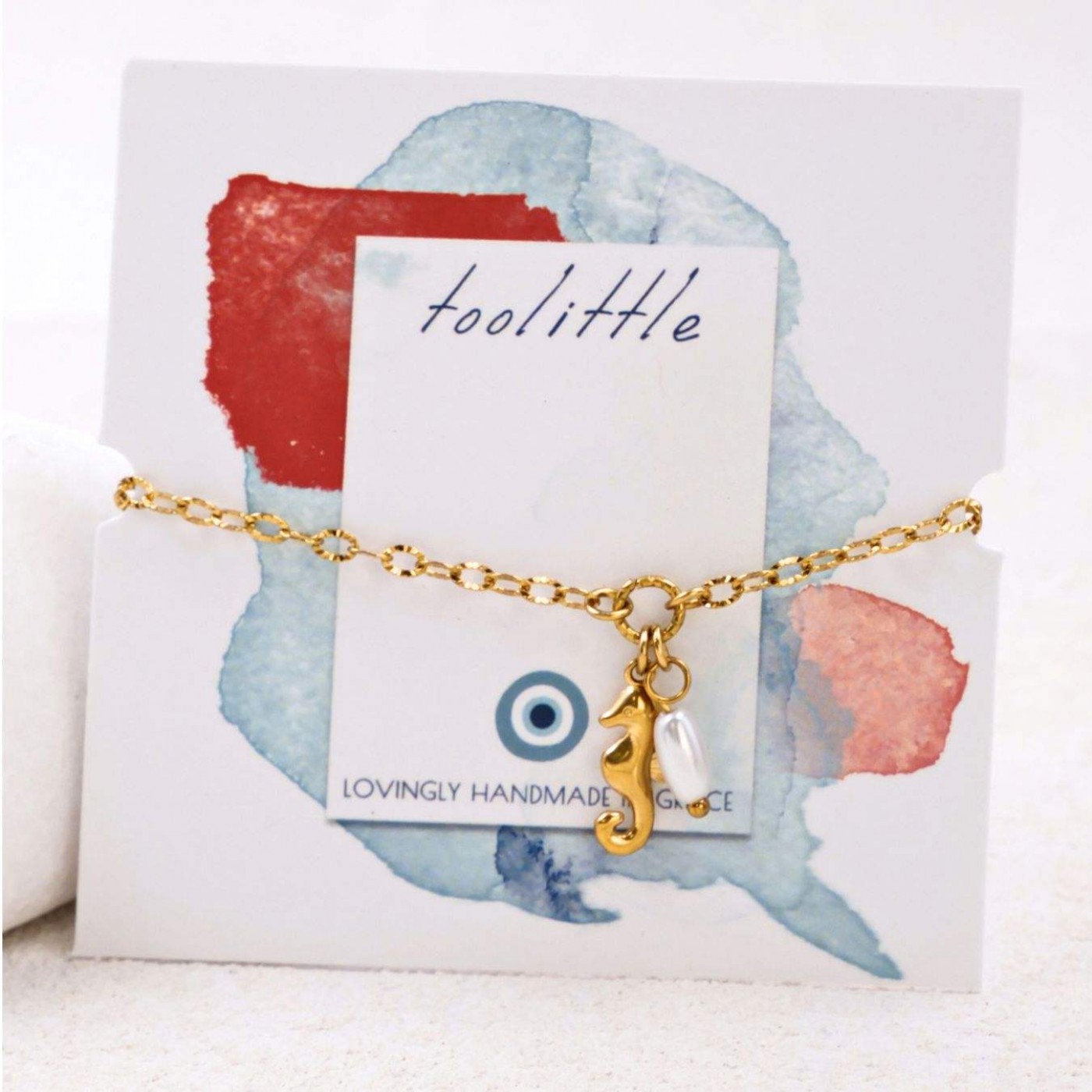 Stainless Steel Jewelry: Gold-plated Bracelet - Seahorse & Fresh Water Pearl — Bracelets from Toolittle — additional view 3