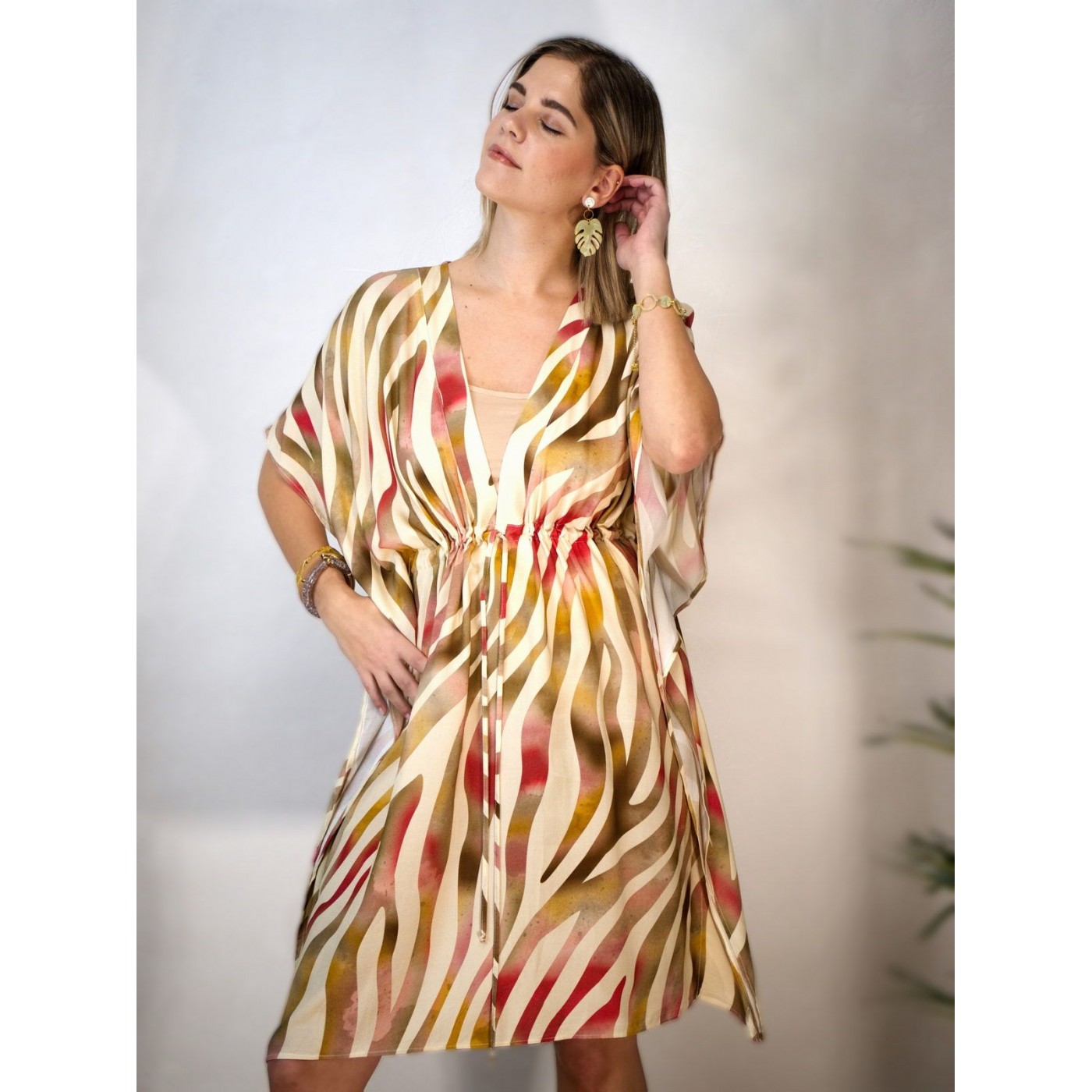 KOKKOSAMMOU Short caftan Paros with front tie — Dresses from Toolittle — additional view 4