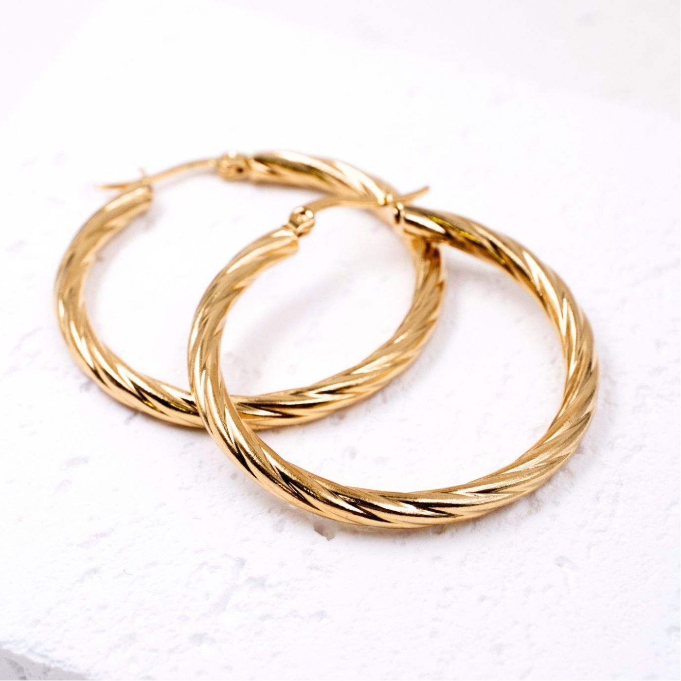 Stainless Steel Gold-plated Hoop Earrings — Earrings from Toolittle — additional view 2