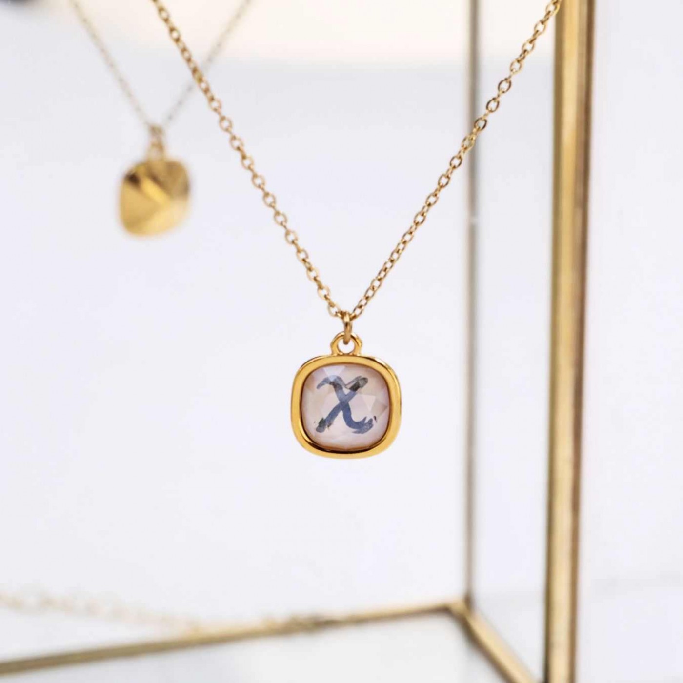 Necklace with Initial Letter: Swarovski Crystal with Engraving — Necklaces from Toolittle — additional view 2
