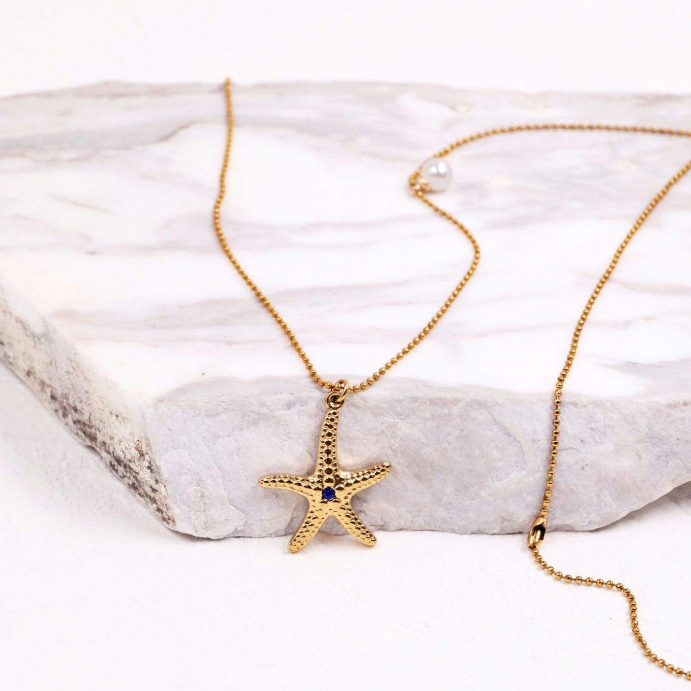 Stainless Steel Jewelry: Long Starfish Necklace