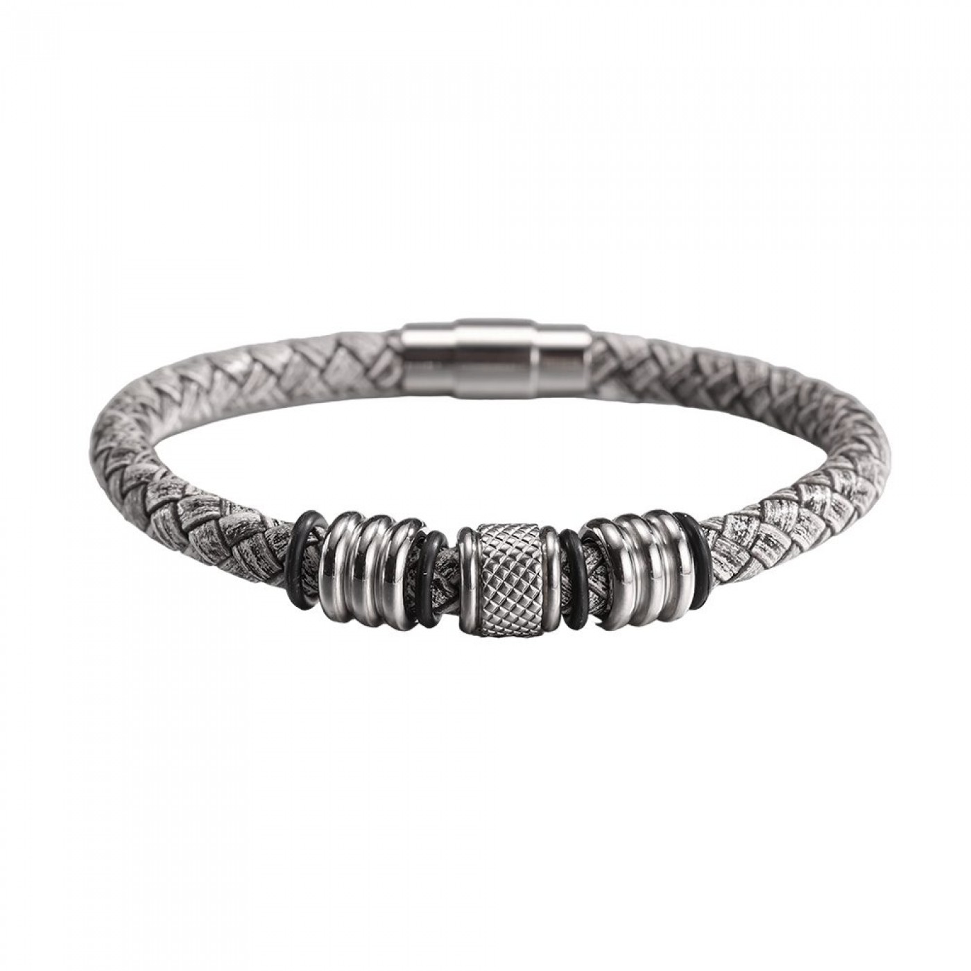 Men's Bracelet | Braided Leather - Grey — Bracelets from Toolittle — additional view 2