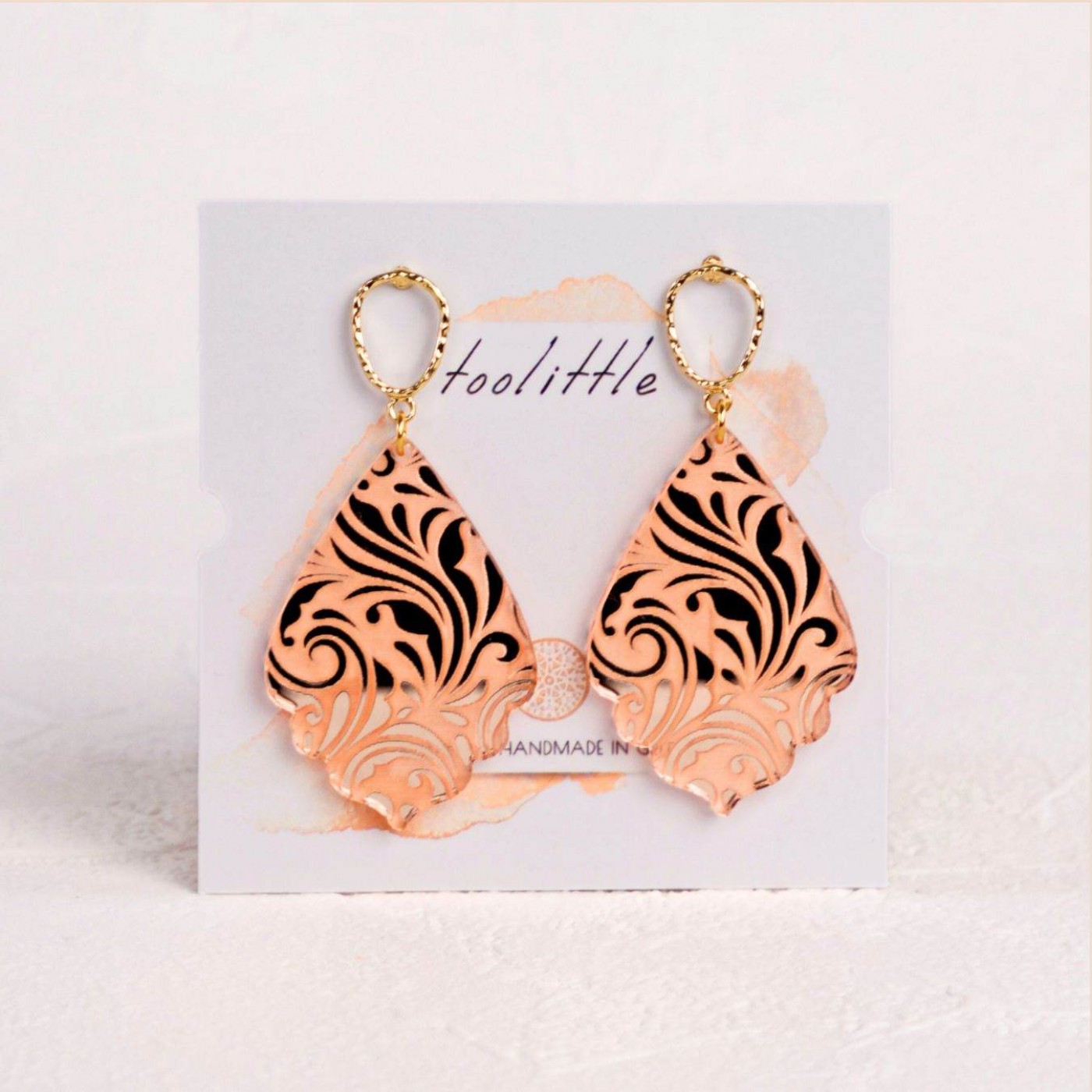 Golden Earrings | Plexiglass with Pattern - Salmon — Earrings from Toolittle — additional view 7