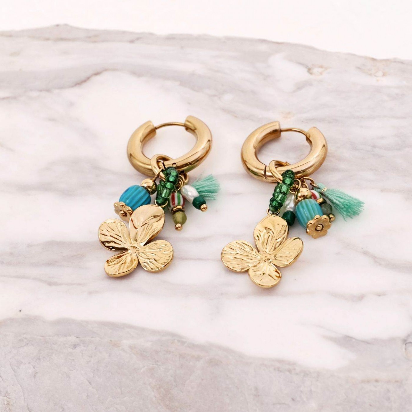 Stainless Steel Jewelry: Flower Hoop Earrings — Earrings from Toolittle — additional view 5