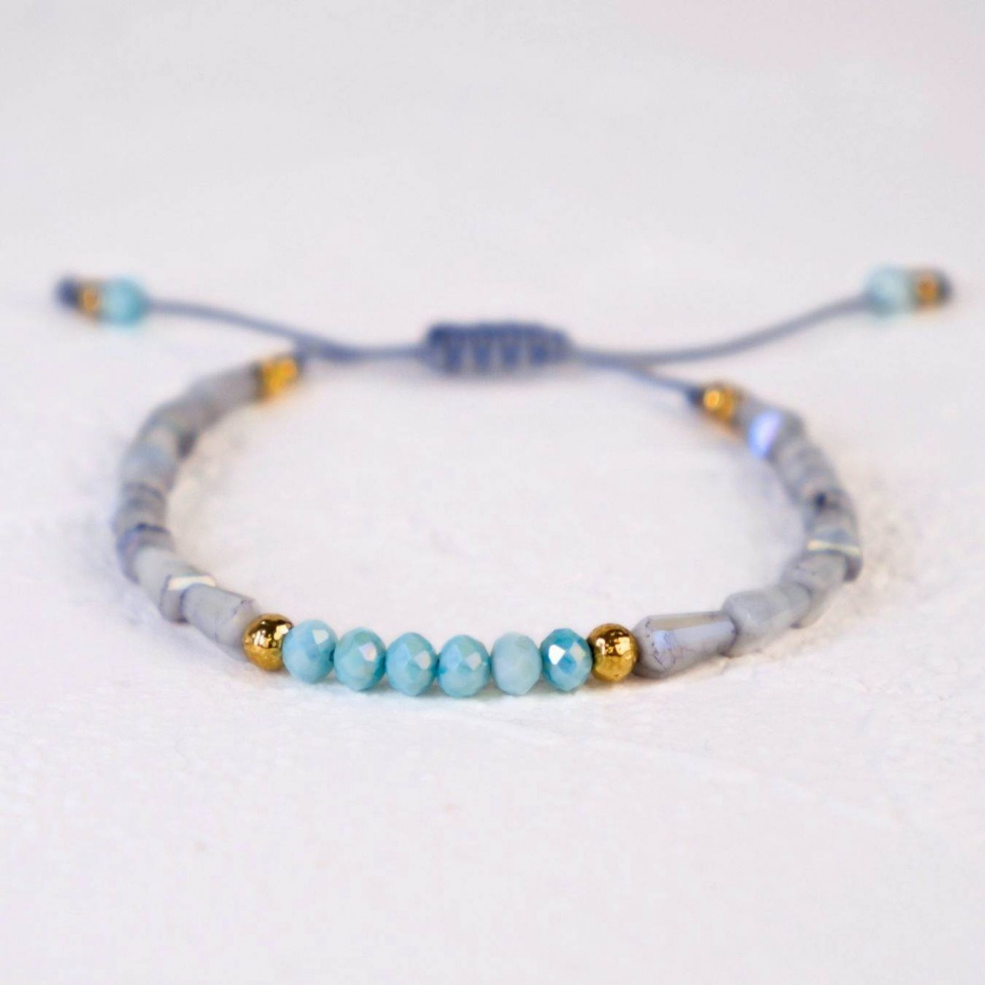 Macramé Bracelet with Crystals & Semiprecious Stones | Grey — Bracelets from Toolittle — additional view 6