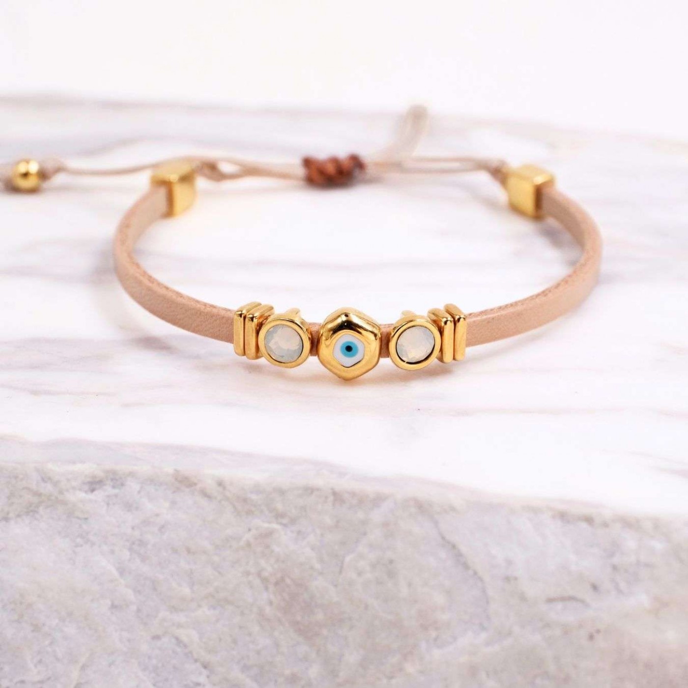Leather Bracelets | Pebble Evil Eye — Bracelets from Toolittle — additional view 6