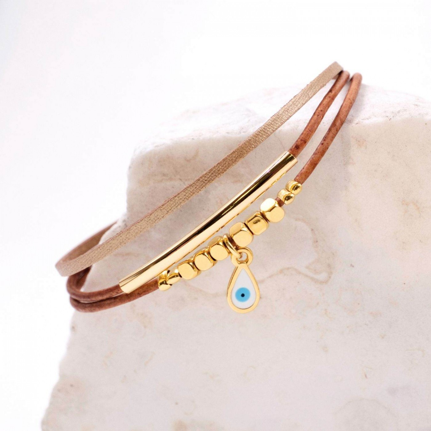 Leather Bracelet with Evil Eye — Bracelets from Toolittle — additional view 2