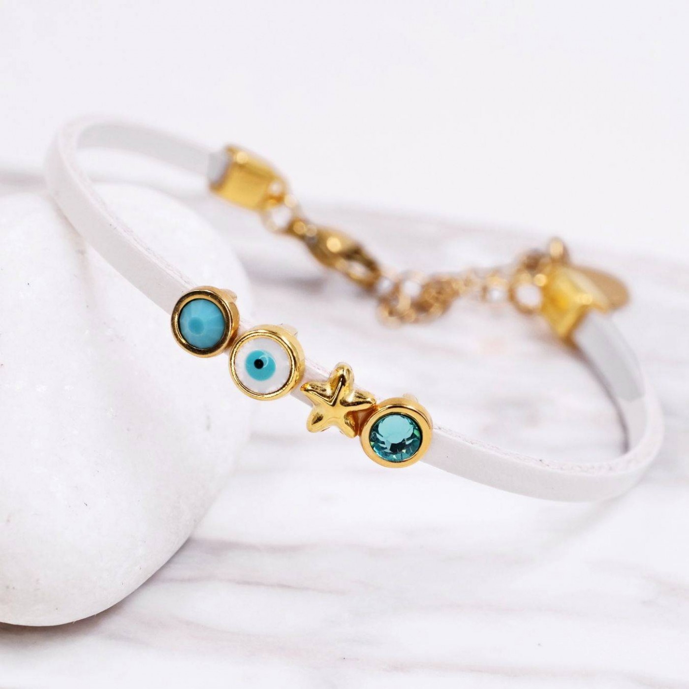 Leather Bracelet | Evil Eye, Starfish & Crystals — Bracelets from Toolittle — additional view 2