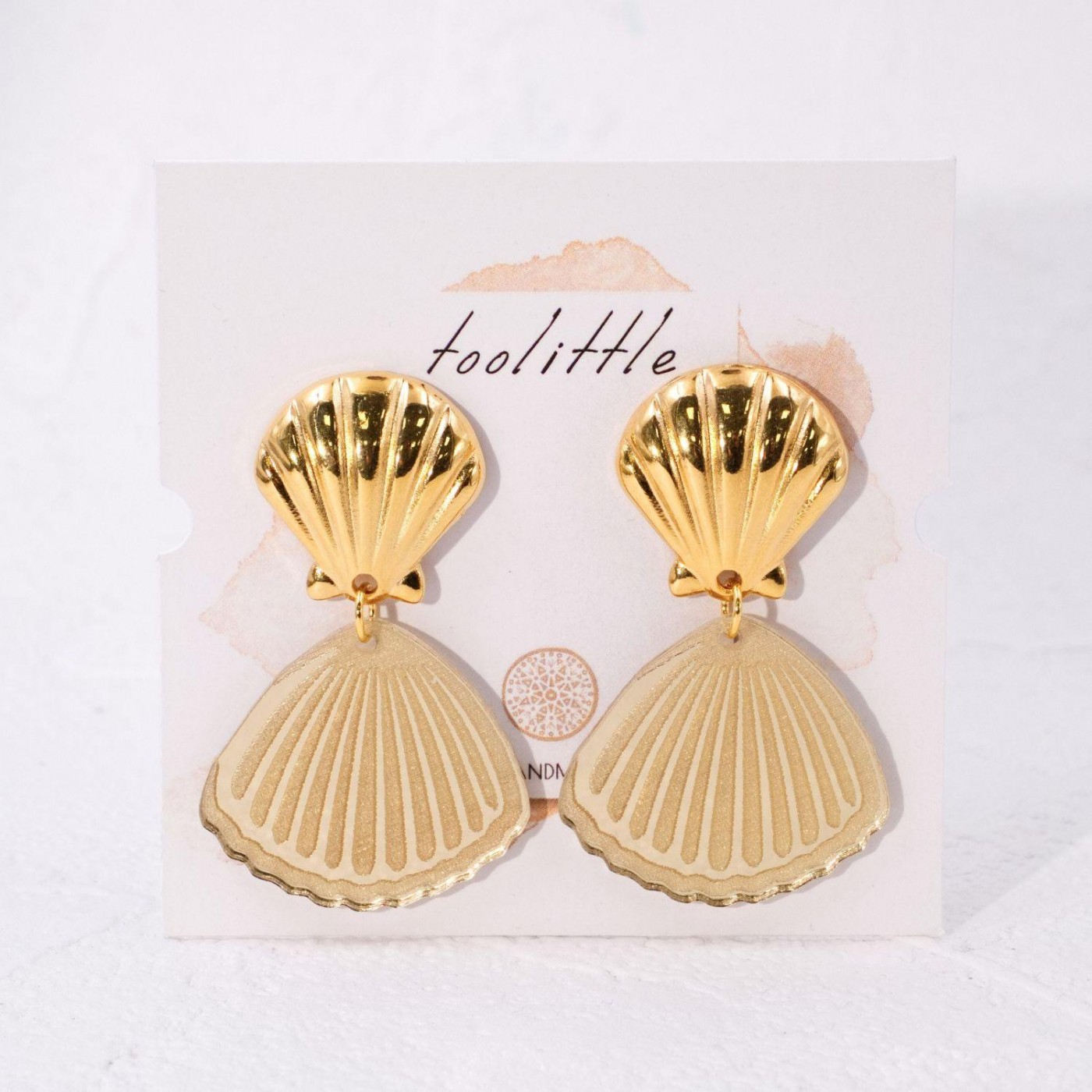 Gold-plated Sea Shell Earrings — Earrings from Toolittle — additional view 2